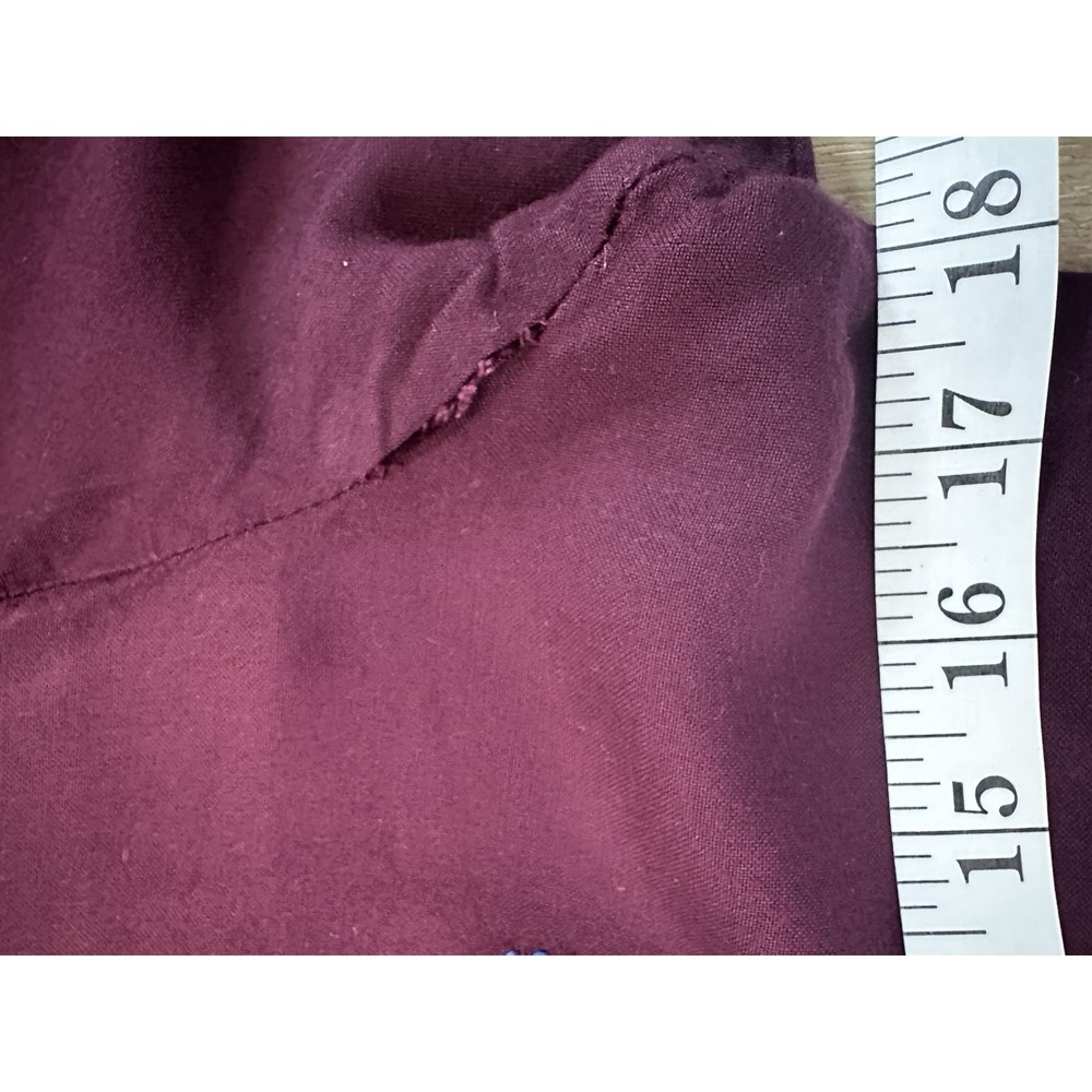 Vintage Flaky People Embroidered Boho Peasant Top Burgundy Folk Festival Medium - Picture 9 of 9